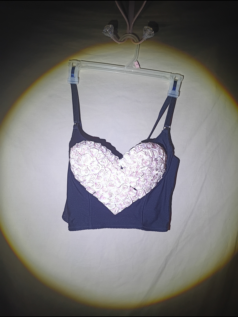 Leg Avenue Black Pink Satin Rose Heart Bustier Corset Top Size
